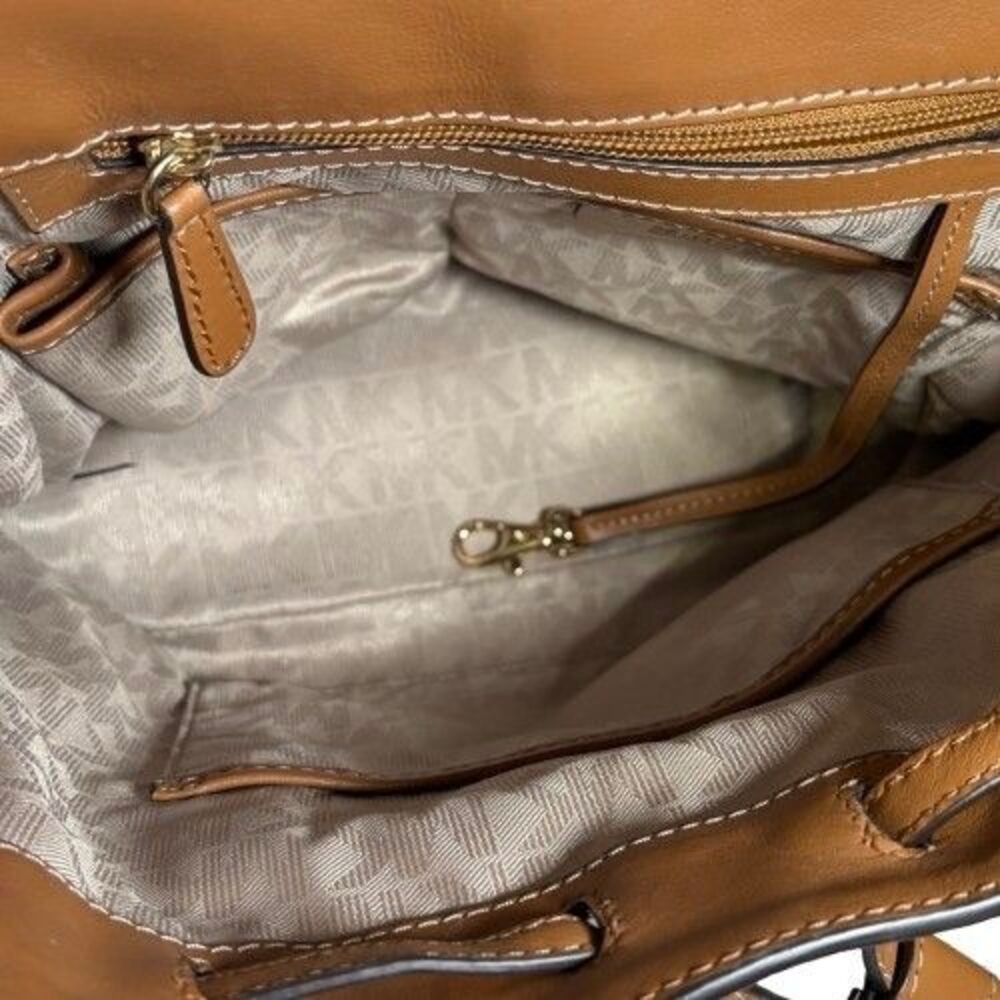 Michael Kors Romy Acorn Brown Pebbled Leather Medium Backpack Handbag - Picture 8 of 16